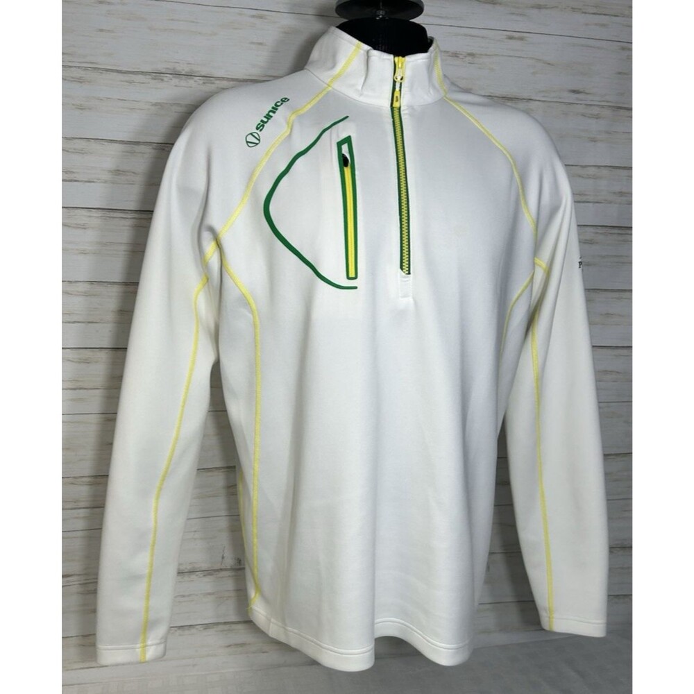 Sunice Allendale Golf Pullover Shirt Jacket White/Green/Yellow - Size LARGE ski